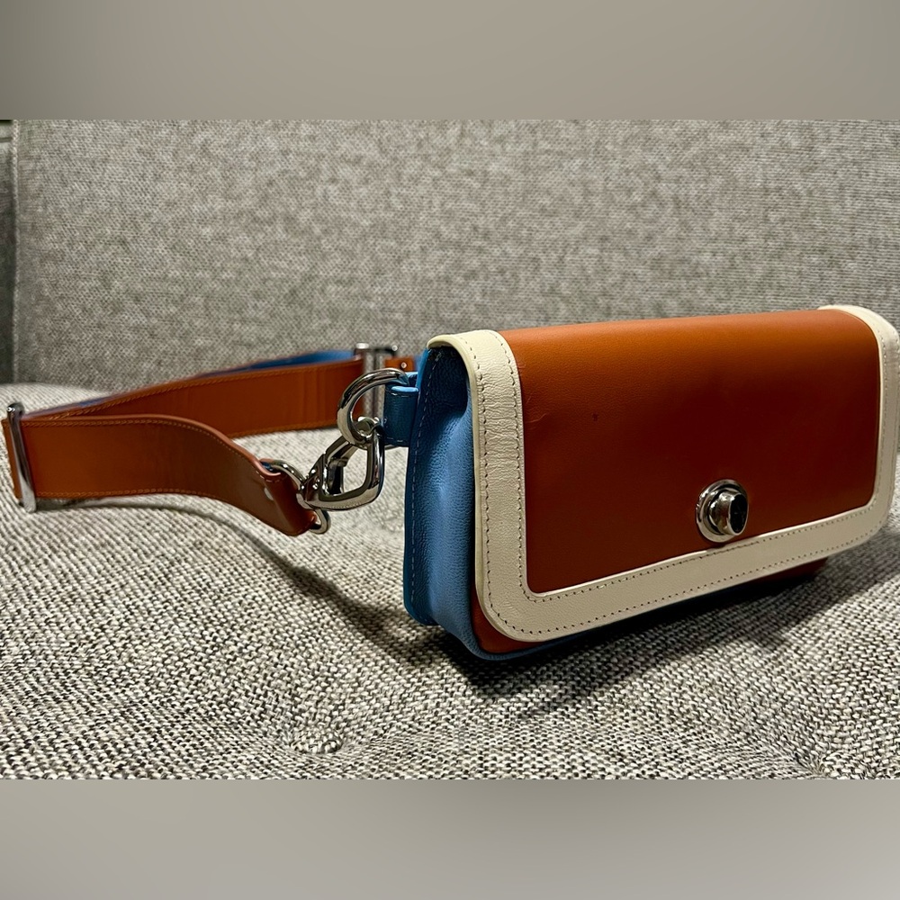 Rachel Comey Daft Fanny Pack, Leather, Whiskey- Cornflower Blue Colorblock